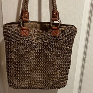 Elegant Brown Woven Tote Bag